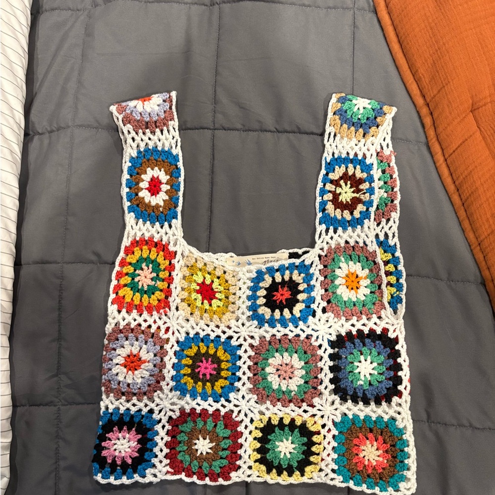 Her Entire Name Says Grace- Colorful Crochet Cropped Tank